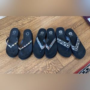 YellowBox rhinestone flip flops- 3 pairs